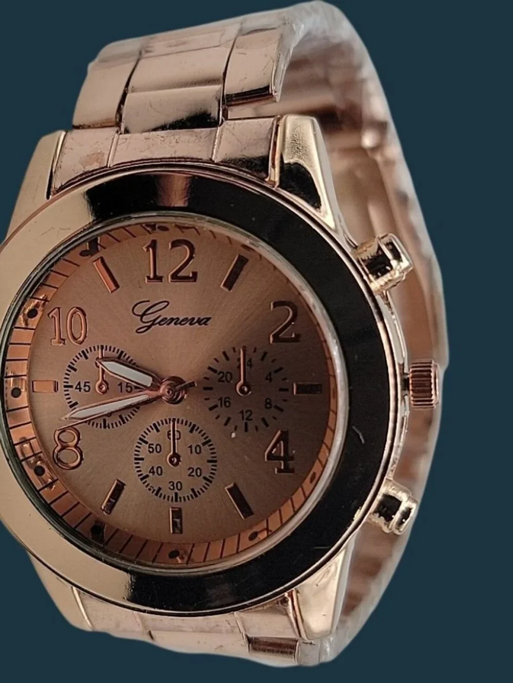Geneva Ladies Boyfriend Watch Chic Rose Gold Tone 7.5
